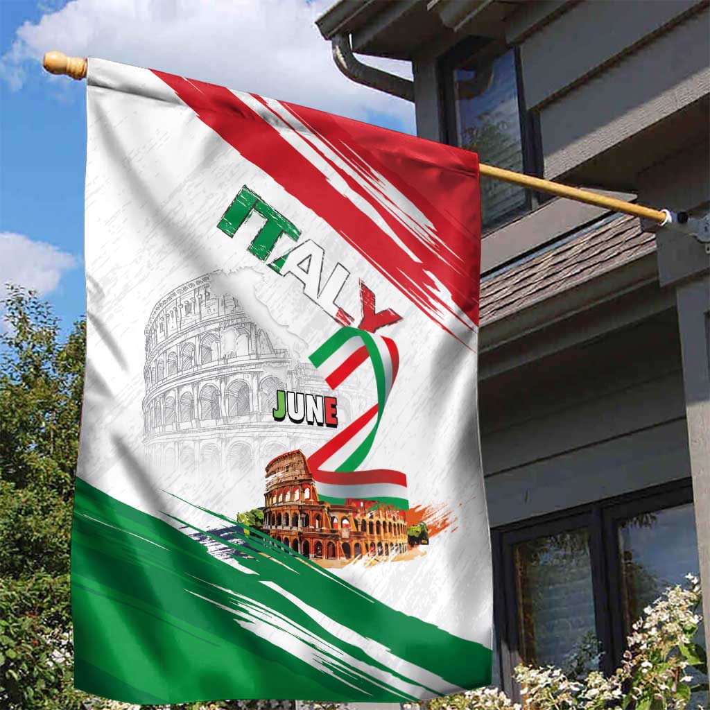 Italian National Day Garden Flag Festa della Repubblica-The Colosseum Grunge Style