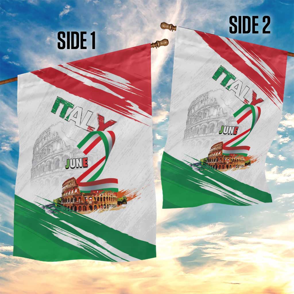 Italian National Day Garden Flag Festa della Repubblica-The Colosseum Grunge Style