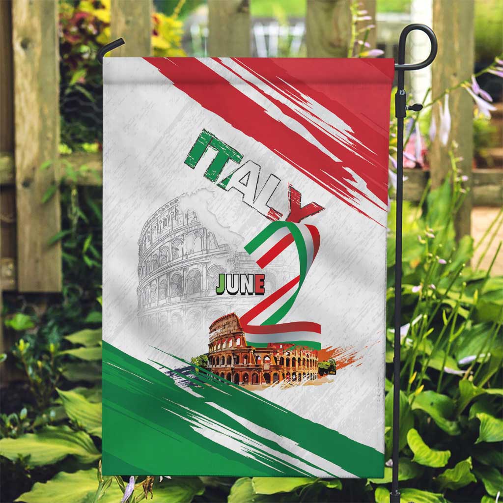 Italian National Day Garden Flag Festa della Repubblica-The Colosseum Grunge Style