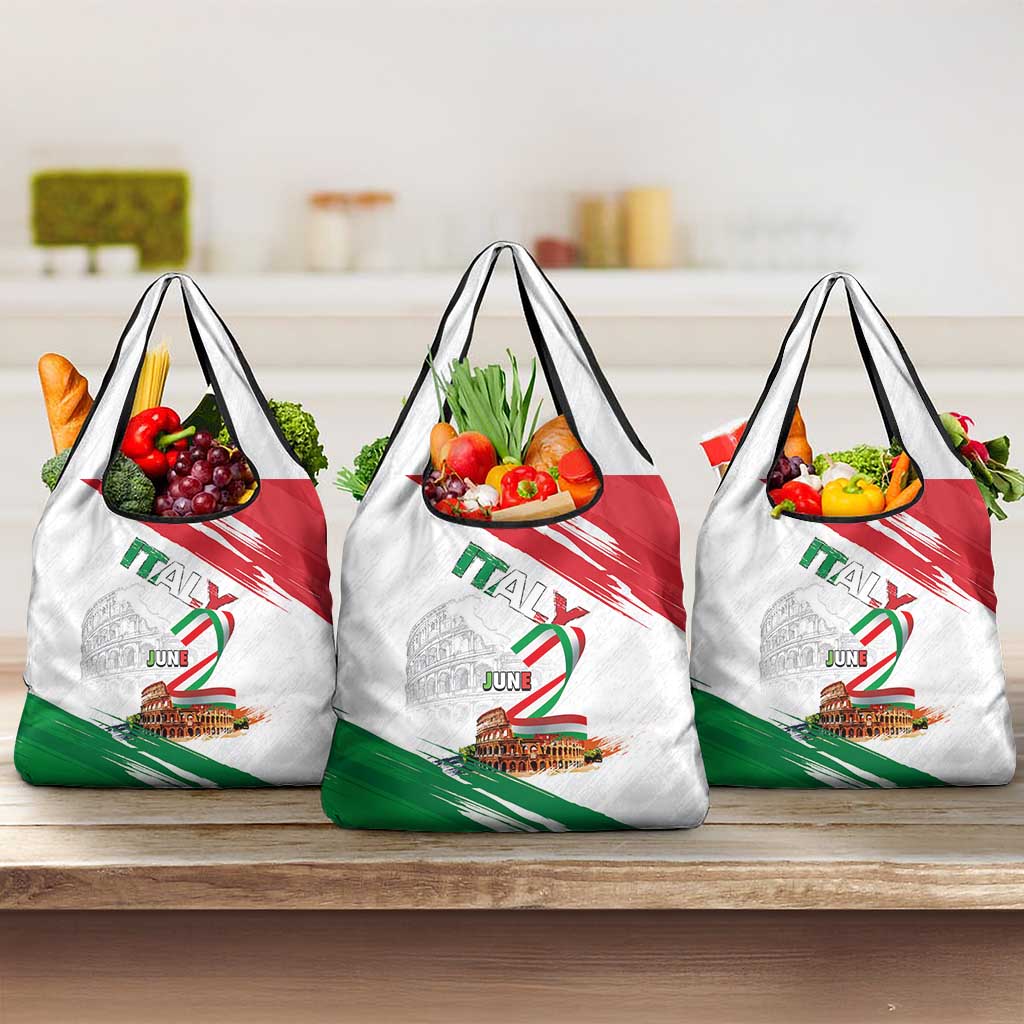 Italian National Day Grocery Bag Festa della Repubblica-The Colosseum Grunge Style