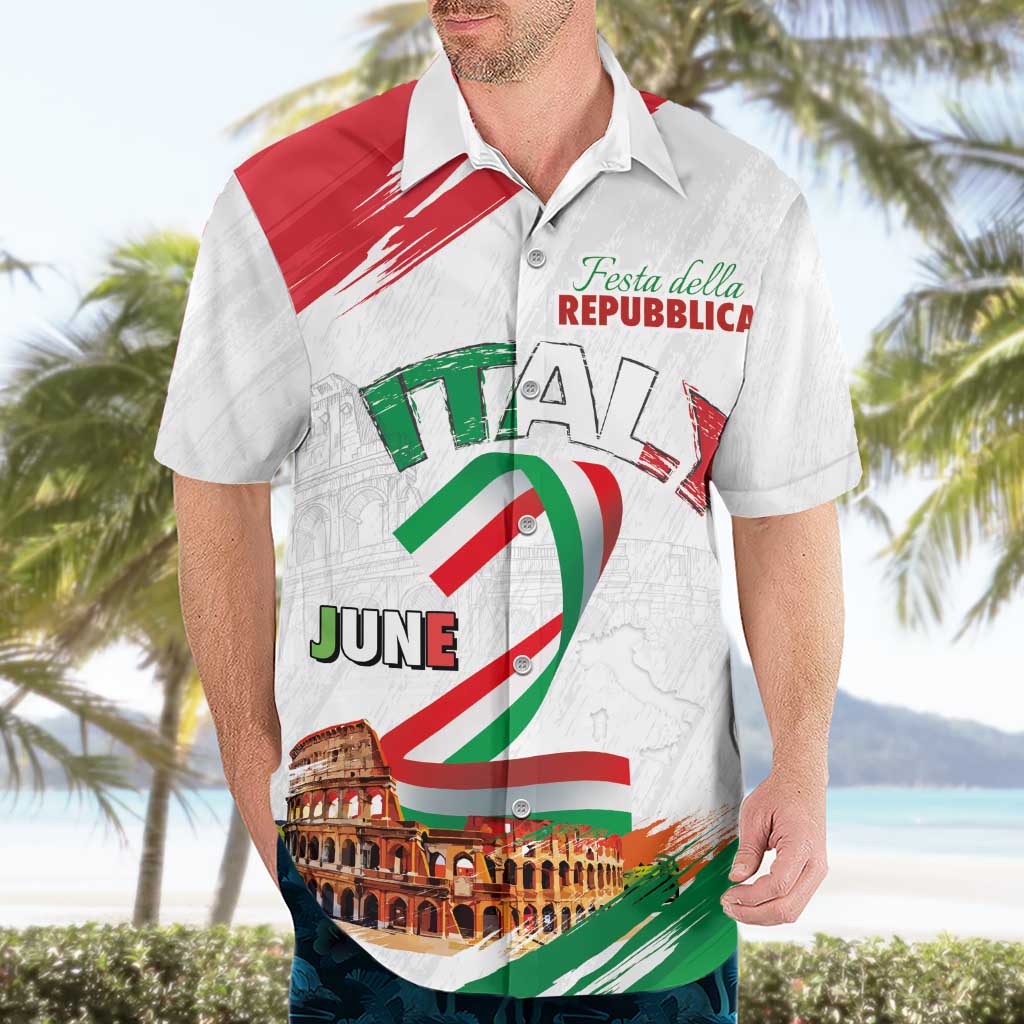Italian National Day Hawaiian Shirt Festa della Repubblica-The Colosseum Grunge Style