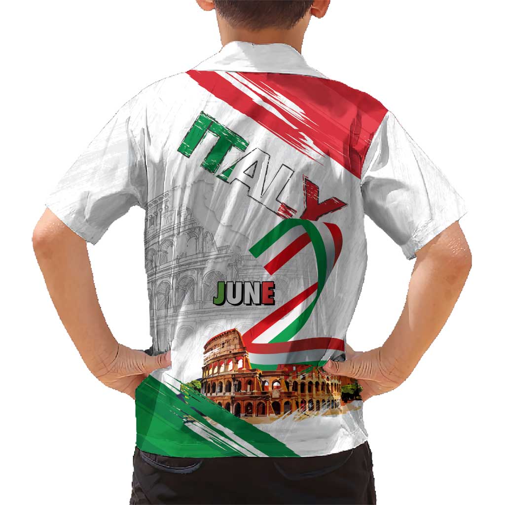 Italian National Day Kid Hawaiian Shirt Festa della Repubblica-The Colosseum Grunge Style
