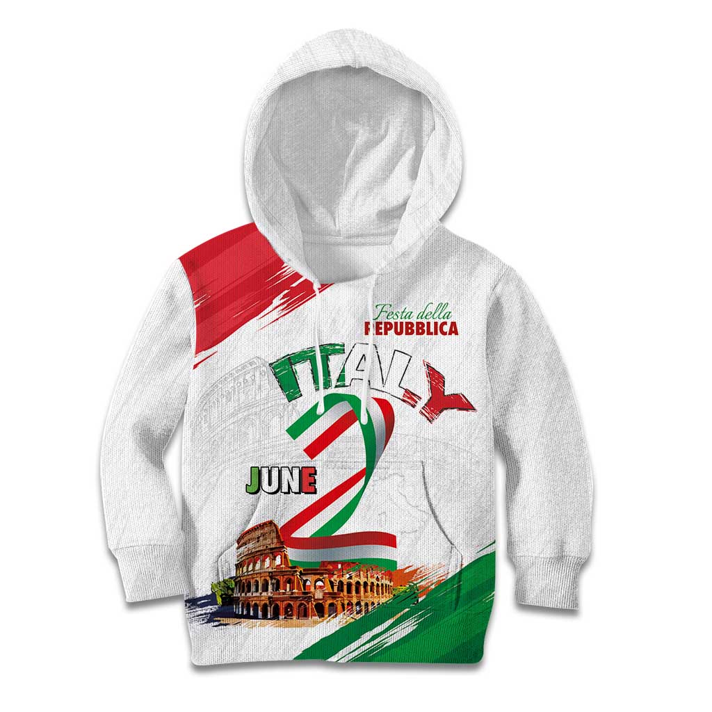 Italian National Day Kid Hoodie Festa della Repubblica-The Colosseum Grunge Style