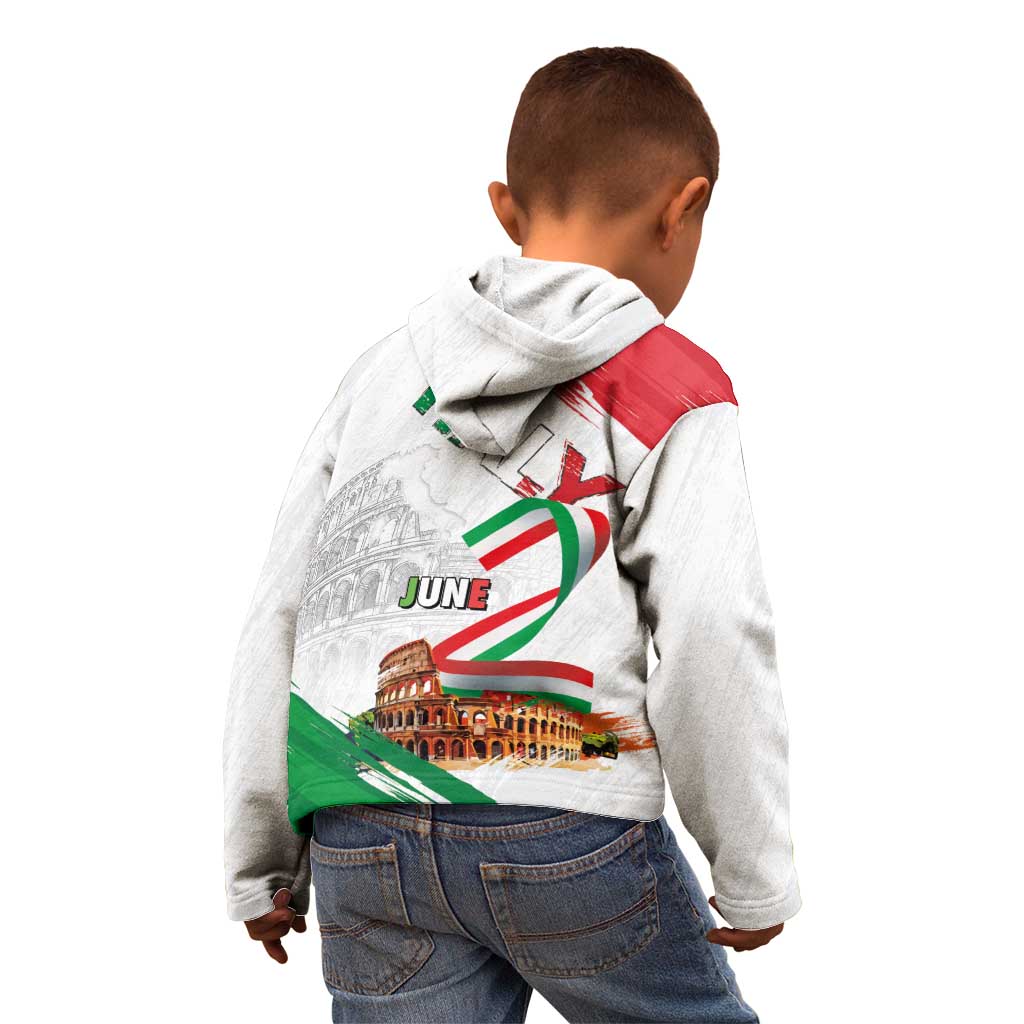 Italian National Day Kid Hoodie Festa della Repubblica-The Colosseum Grunge Style