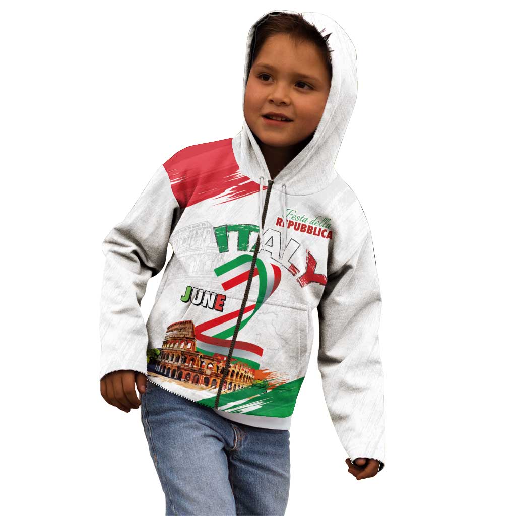 Italian National Day Kid Hoodie Festa della Repubblica-The Colosseum Grunge Style