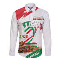 Italian National Day Long Sleeve Button Shirt Festa della Repubblica-The Colosseum Grunge Style