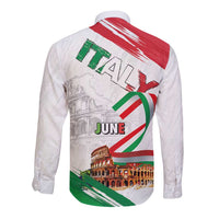 Italian National Day Long Sleeve Button Shirt Festa della Repubblica-The Colosseum Grunge Style