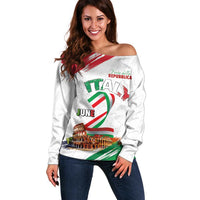 Italian National Day Off Shoulder Sweater Festa della Repubblica-The Colosseum Grunge Style
