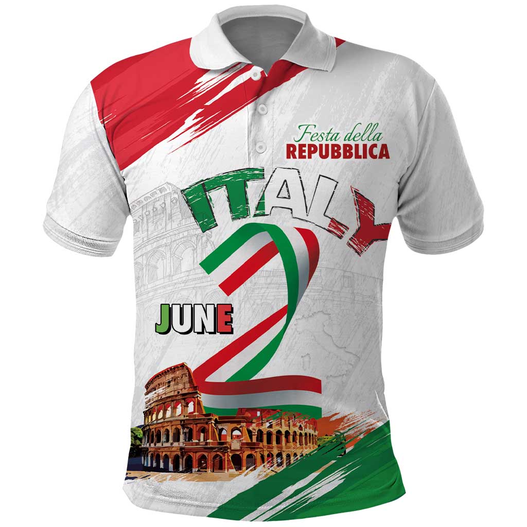 Italian National Day Polo Shirt Festa della Repubblica-The Colosseum Grunge Style