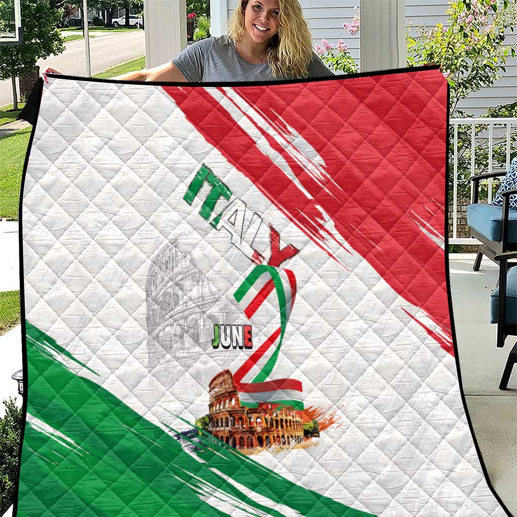 Italian National Day Quilt Festa della Repubblica-The Colosseum Grunge Style