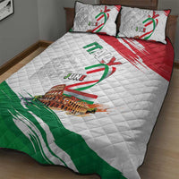 Italian National Day Quilt Bed Set Festa della Repubblica-The Colosseum Grunge Style