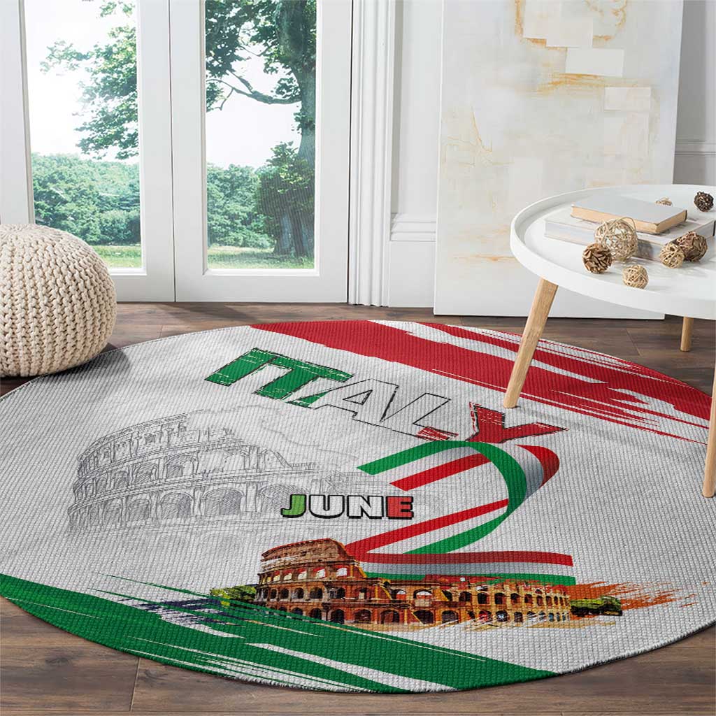 Italian National Day Round Carpet Festa della Repubblica-The Colosseum Grunge Style