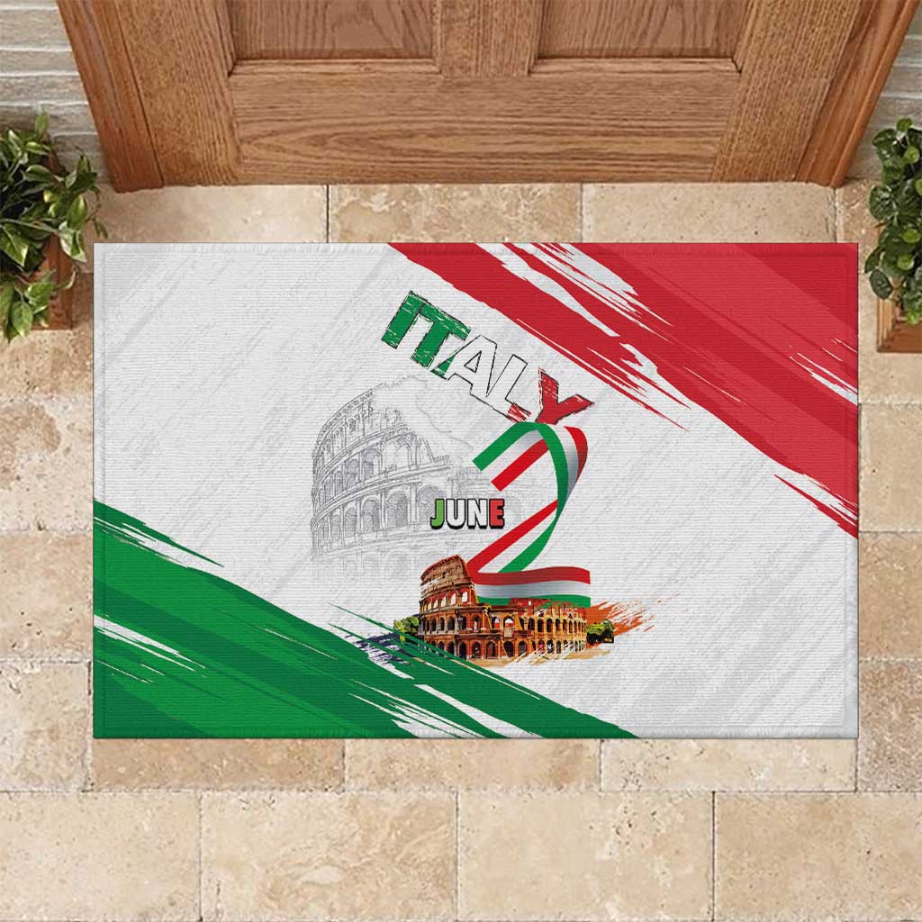 Italian National Day Rubber Doormat Festa della Repubblica-The Colosseum Grunge Style