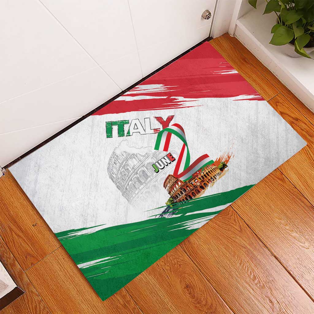 Italian National Day Rubber Doormat Festa della Repubblica-The Colosseum Grunge Style