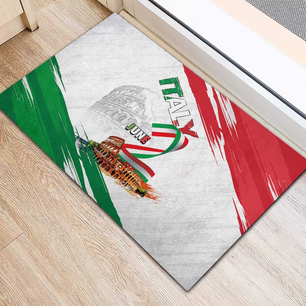 Italian National Day Rubber Doormat Festa della Repubblica-The Colosseum Grunge Style