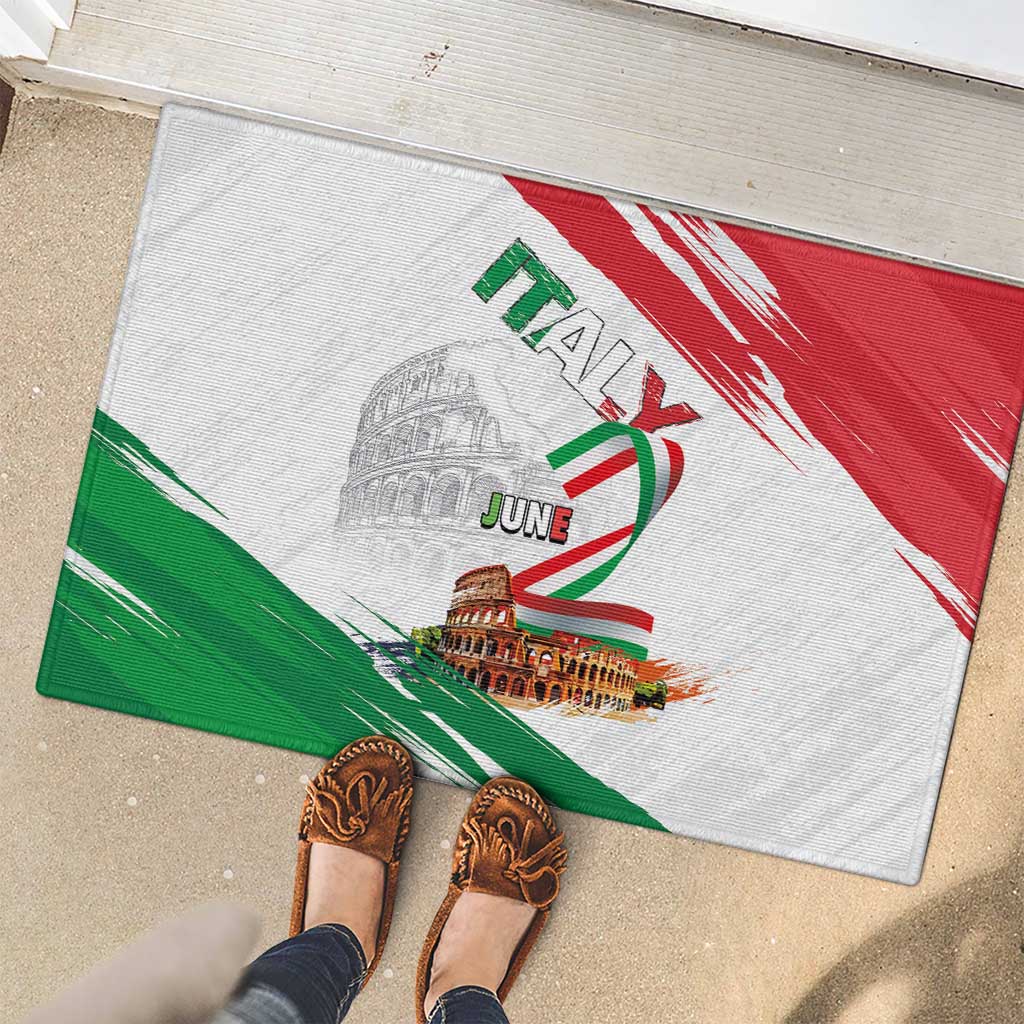 Italian National Day Rubber Doormat Festa della Repubblica-The Colosseum Grunge Style