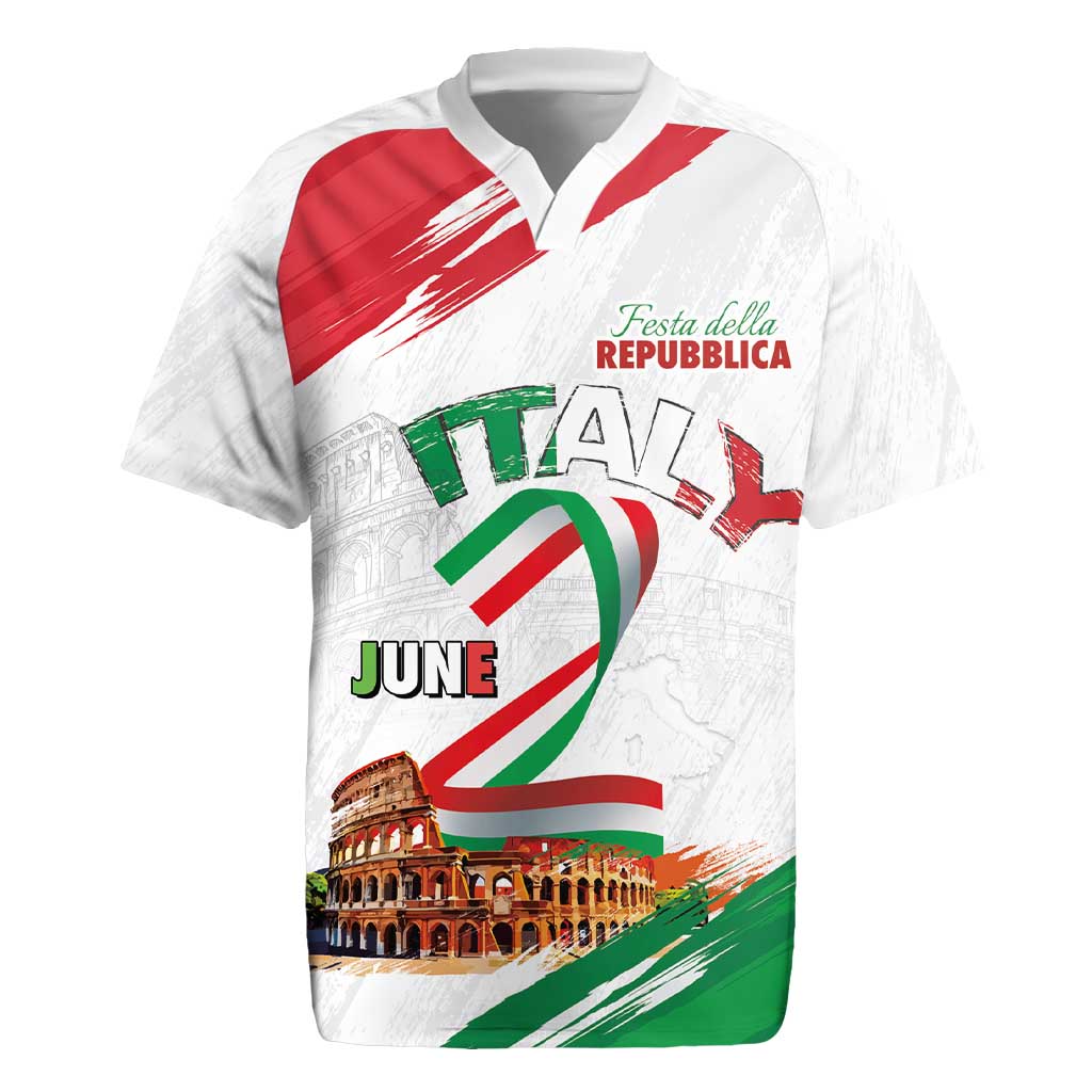 Italian National Day Rugby Jersey Festa della Repubblica-The Colosseum Grunge Style