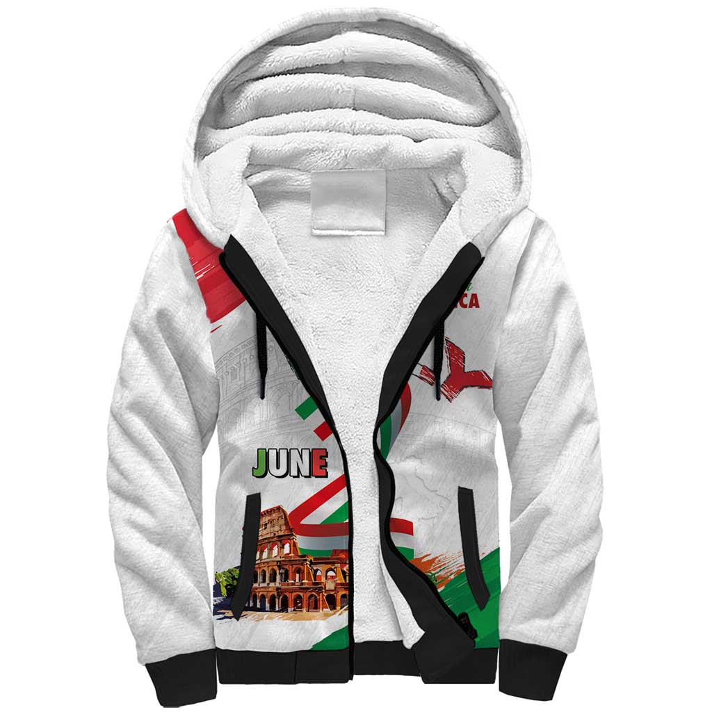 Italian National Day Sherpa Hoodie Festa della Repubblica-The Colosseum Grunge Style