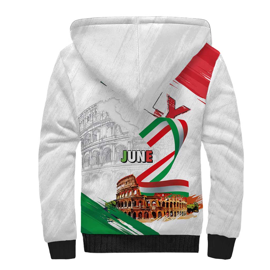 Italian National Day Sherpa Hoodie Festa della Repubblica-The Colosseum Grunge Style