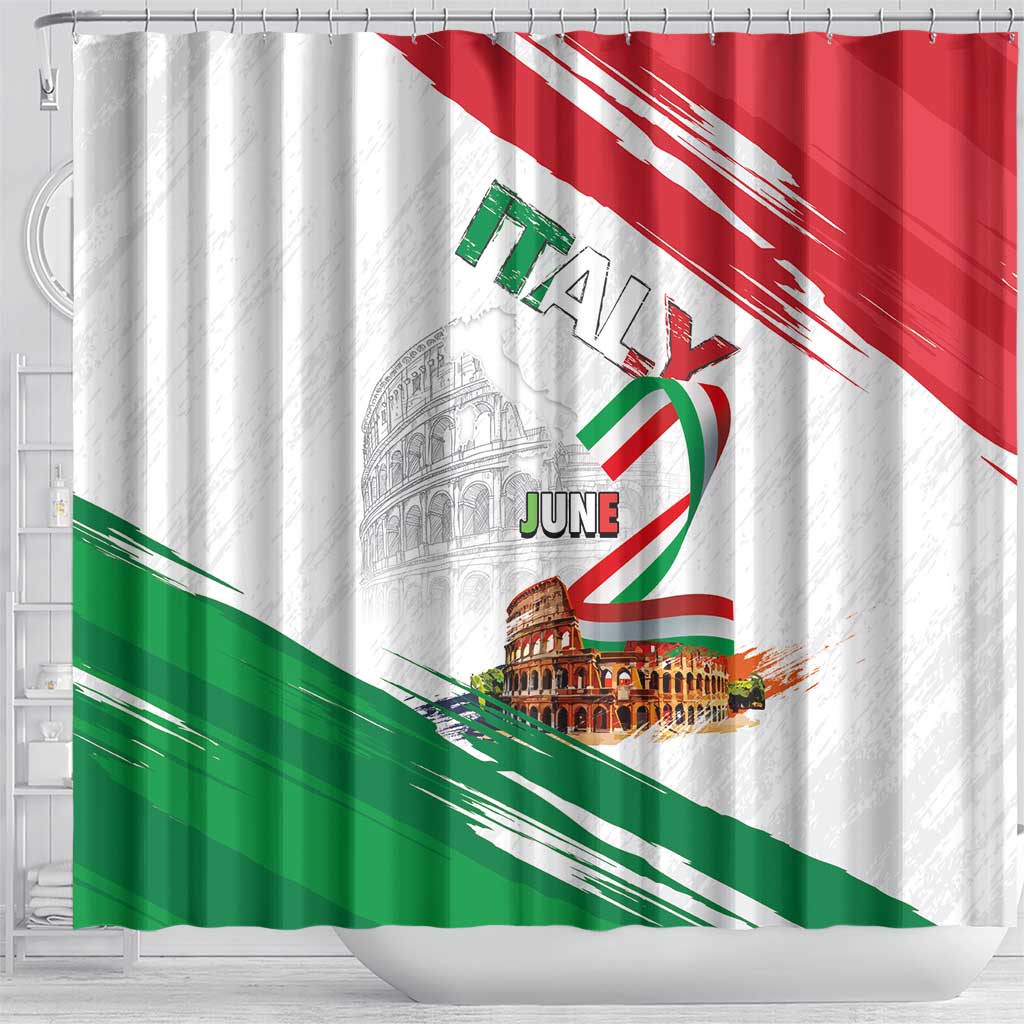 Italian National Day Shower Curtain Festa della Repubblica-The Colosseum Grunge Style