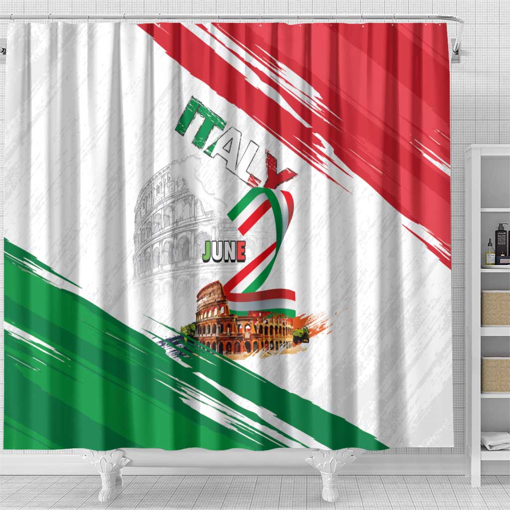 Italian National Day Shower Curtain Festa della Repubblica-The Colosseum Grunge Style