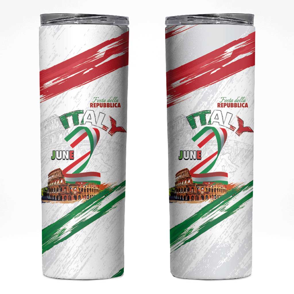 Italian National Day Skinny Tumbler Festa della Repubblica-The Colosseum Grunge Style