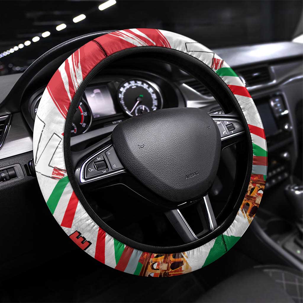 Italian National Day Steering Wheel Cover Festa della Repubblica-The Colosseum Grunge Style
