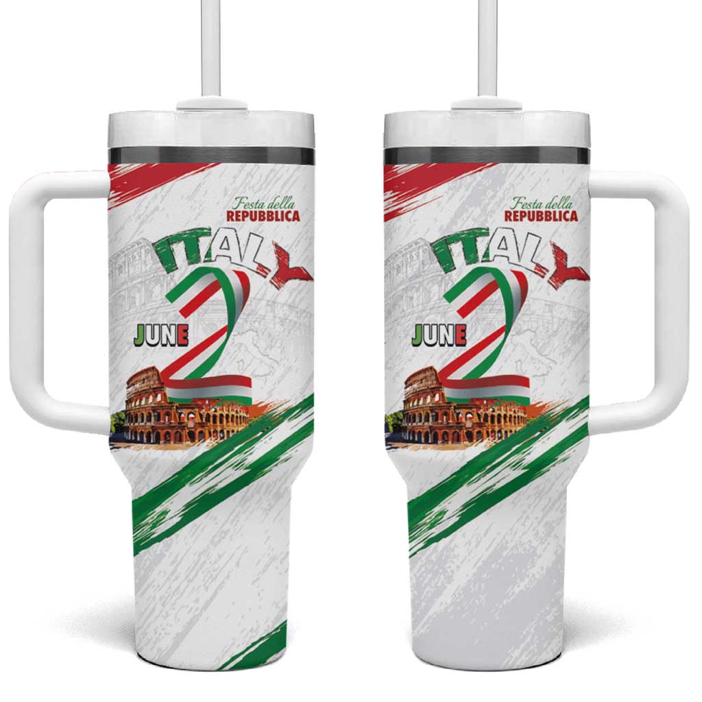 Italian National Day Tumbler With Handle Festa della Repubblica-The Colosseum Grunge Style