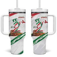 Italian National Day Tumbler With Handle Festa della Repubblica-The Colosseum Grunge Style