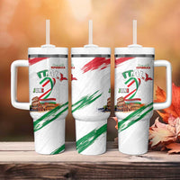 Italian National Day Tumbler With Handle Festa della Repubblica-The Colosseum Grunge Style