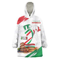 Italian National Day Wearable Blanket Hoodie Festa della Repubblica-The Colosseum Grunge Style