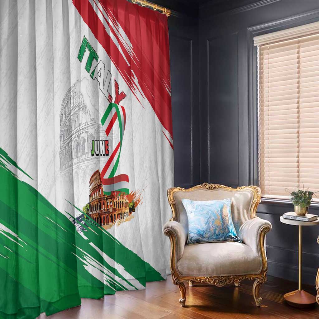 Italian National Day Window Curtain Festa della Repubblica-The Colosseum Grunge Style