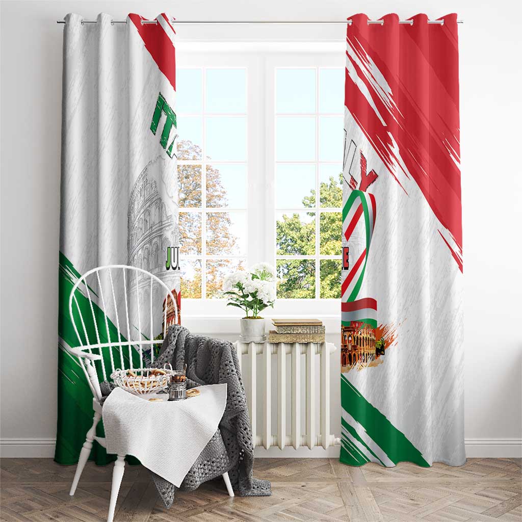 Italian National Day Window Curtain Festa della Repubblica-The Colosseum Grunge Style