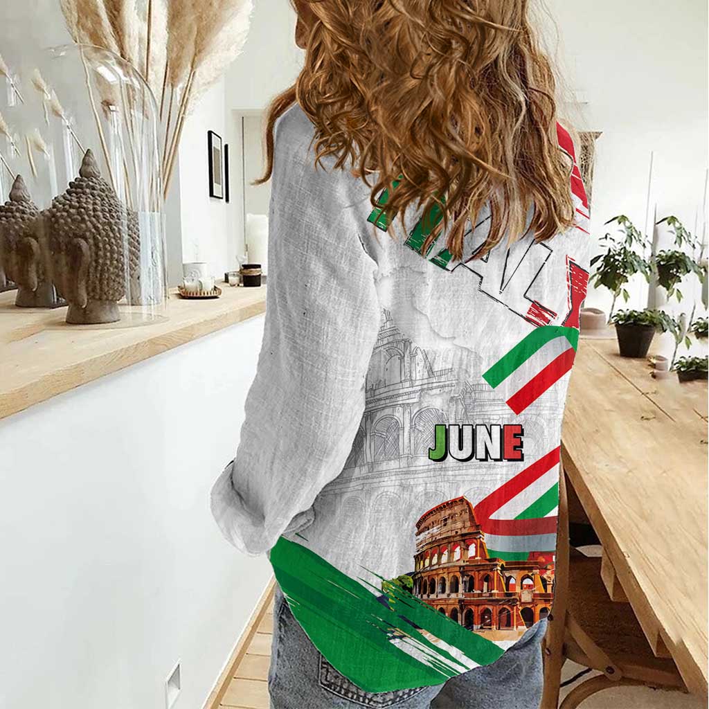 Italian National Day Women Casual Shirt Festa della Repubblica-The Colosseum Grunge Style