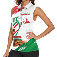 Italian National Day Women Sleeveless Polo Shirt Festa della Repubblica-The Colosseum Grunge Style