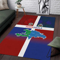Haiti and Dominican Republic Area Rug Hispaniola with Emblems and Flag Style