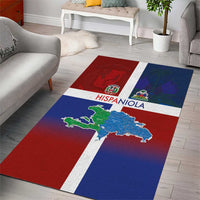 Haiti and Dominican Republic Area Rug Hispaniola with Emblems and Flag Style