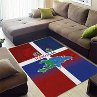 Haiti and Dominican Republic Area Rug Hispaniola with Emblems and Flag Style