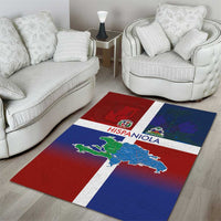 Haiti and Dominican Republic Area Rug Hispaniola with Emblems and Flag Style