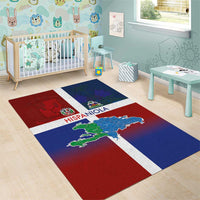Haiti and Dominican Republic Area Rug Hispaniola with Emblems and Flag Style