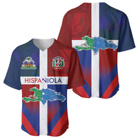 Haiti and Dominican Republic Baseball Jersey Hispaniola with Emblems and Flag Style