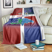 Haiti and Dominican Republic Blanket Hispaniola with Emblems and Flag Style