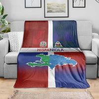 Haiti and Dominican Republic Blanket Hispaniola with Emblems and Flag Style