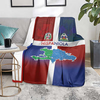 Haiti and Dominican Republic Blanket Hispaniola with Emblems and Flag Style