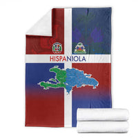 Haiti and Dominican Republic Blanket Hispaniola with Emblems and Flag Style