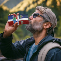 Haiti and Dominican Republic 4 in 1 Can Cooler Tumbler Hispaniola with Emblems and Flag Style