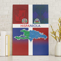 Haiti and Dominican Republic Canvas Wall Art Hispaniola with Emblems and Flag Style