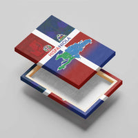 Haiti and Dominican Republic Canvas Wall Art Hispaniola with Emblems and Flag Style