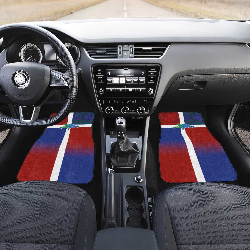 Haiti and Dominican Republic Car Mats Hispaniola with Emblems and Flag Style