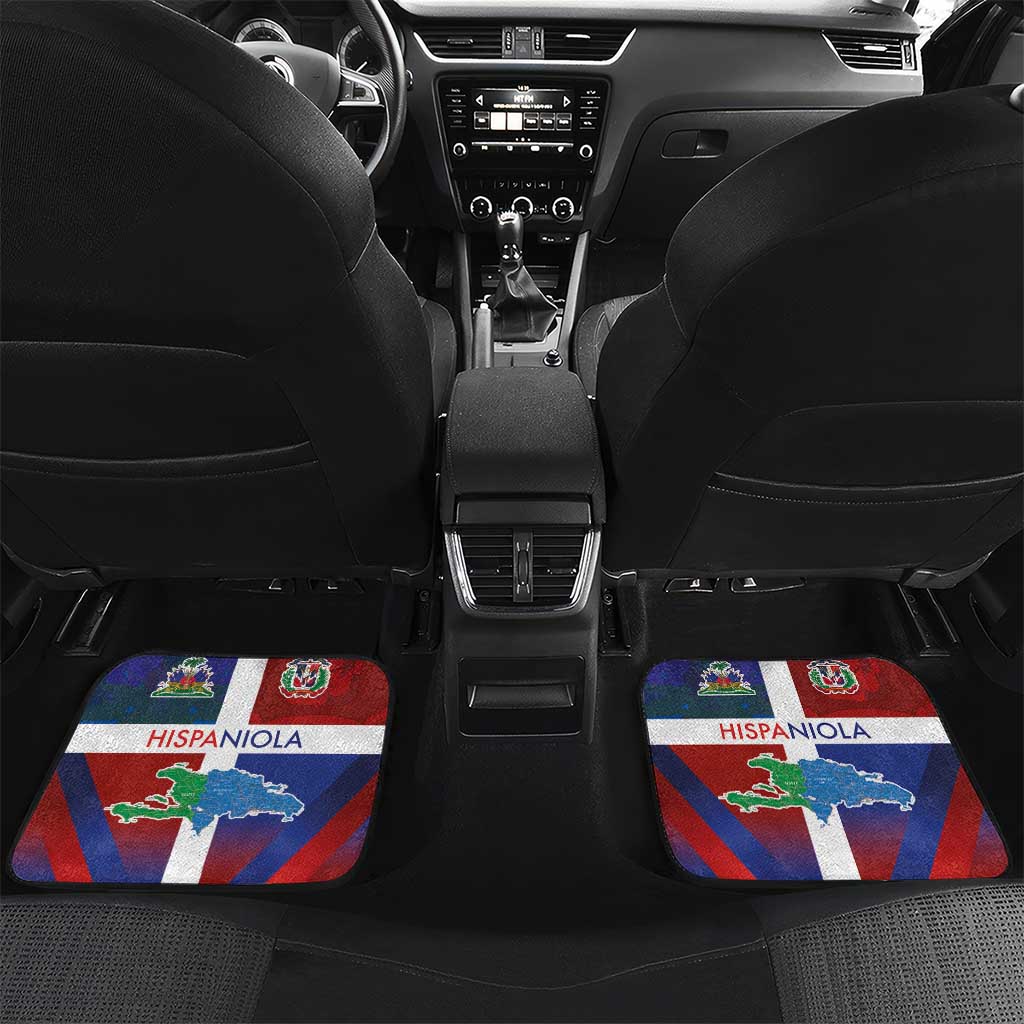 Haiti and Dominican Republic Car Mats Hispaniola with Emblems and Flag Style